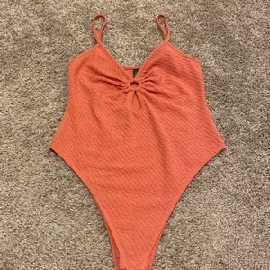 Coral Pink Cut Out Bodysuit